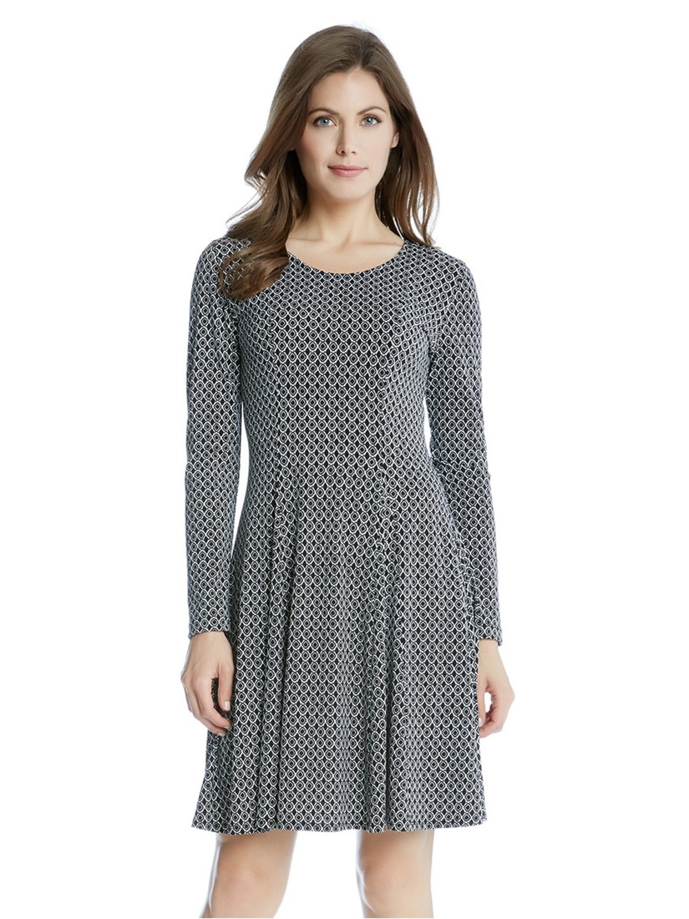 NWT Karen Kane Godet Long Sleeve Black & White Mini Dress